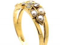 Edwardian 18ct Gold Kiss Ring set with Diamonds & Pearls
