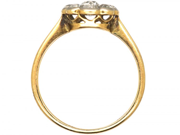 Edwardian 18ct Gold & Platinum, Diamond Daisy Cluster Ring