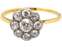 Edwardian 18ct Gold & Platinum, Diamond Daisy Cluster Ring