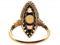 Edwardian 18ct Gold Marquise Ring set with Opals & Diamonds
