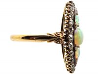Edwardian 18ct Gold Marquise Ring set with Opals & Diamonds