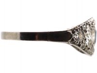 Early 20th Century Platinum, Square Cut Sapphire & Diamond Ring