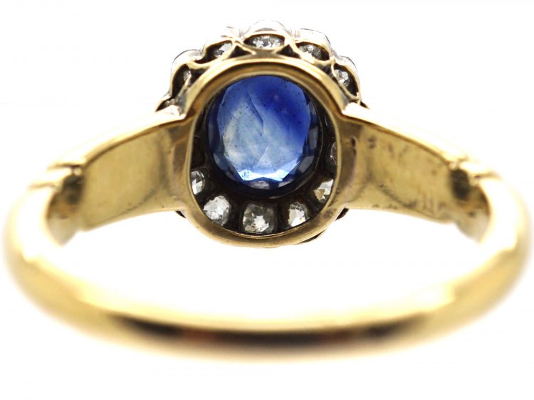 Edwardian 18ct Gold, Sapphire & Diamond Cluster Ring