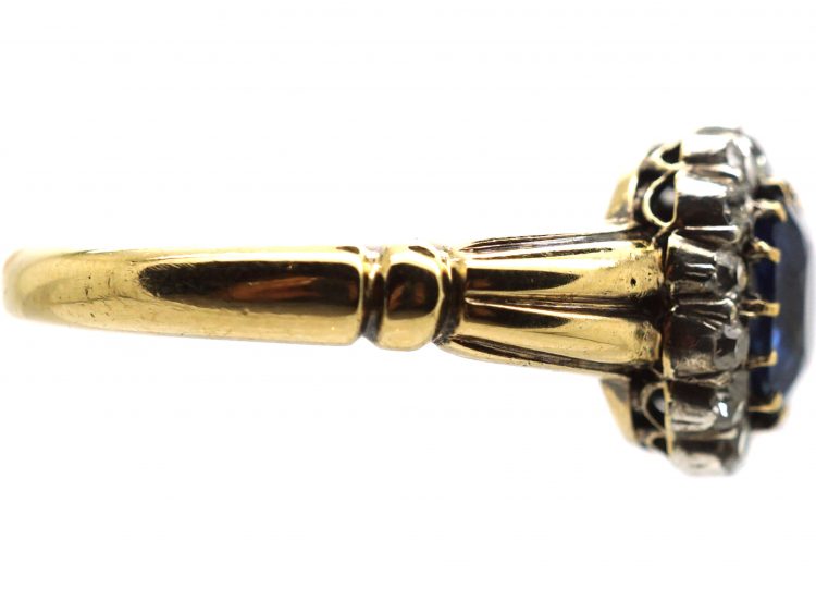 Edwardian 18ct Gold, Sapphire & Diamond Cluster Ring