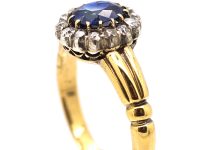Edwardian 18ct Gold, Sapphire & Diamond Cluster Ring