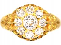 Edwardian 18ct Yellow Gold & Diamond Cluster Ring