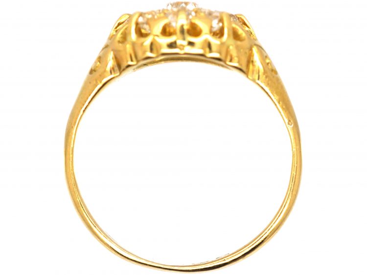 Edwardian 18ct Yellow Gold & Diamond Cluster Ring