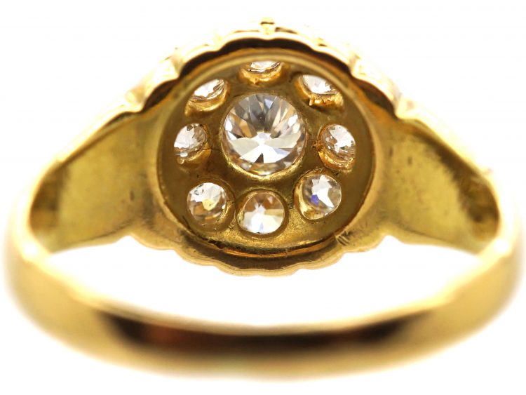Edwardian 18ct Yellow Gold & Diamond Cluster Ring