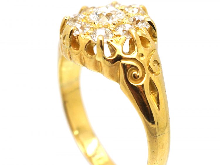 Edwardian 18ct Yellow Gold & Diamond Cluster Ring