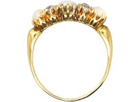 Edwardian 18ct Gold Three Stone Opal & Diamond Ring