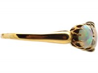 Edwardian 18ct Gold Three Stone Opal & Diamond Ring