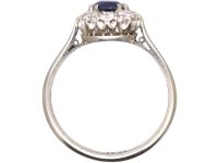 Early 20th Century Platinum, Sapphire & Diamond Oval Cluster Ring