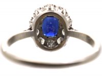 Early 20th Century Platinum, Sapphire & Diamond Oval Cluster Ring