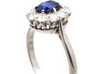 Early 20th Century Platinum, Sapphire & Diamond Oval Cluster Ring