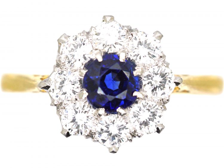 18ct Gold, Sapphire & Diamond Cluster Ring