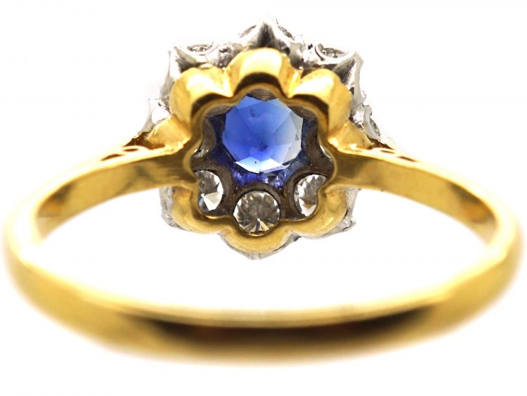 18ct Gold, Sapphire & Diamond Cluster Ring