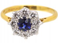 18ct Gold, Sapphire & Diamond Cluster Ring
