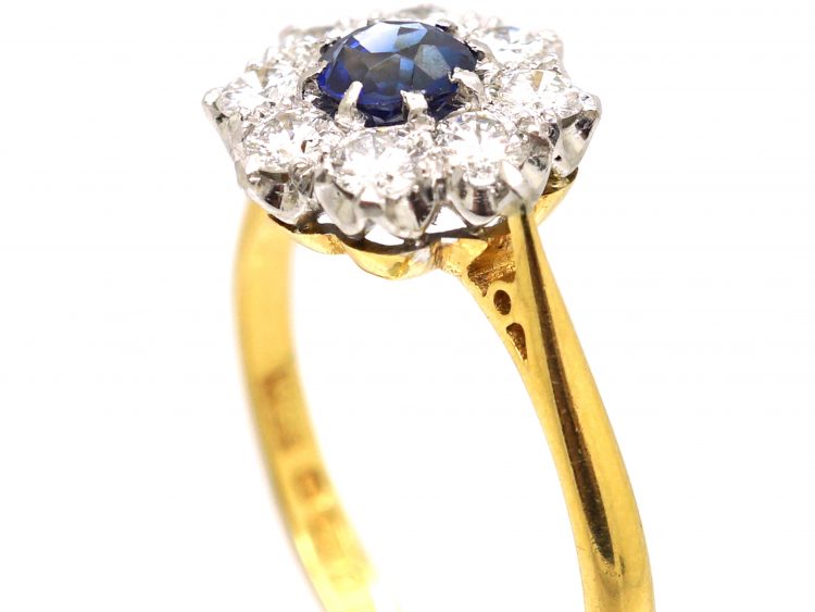 18ct Gold, Sapphire & Diamond Cluster Ring