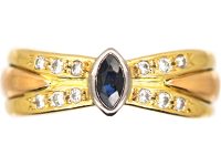 18ct Gold Ring set with a Sapphire & Diamonds by Cartier