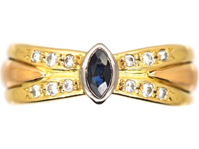 18ct Gold Ring set with a Sapphire & Diamonds by Cartier