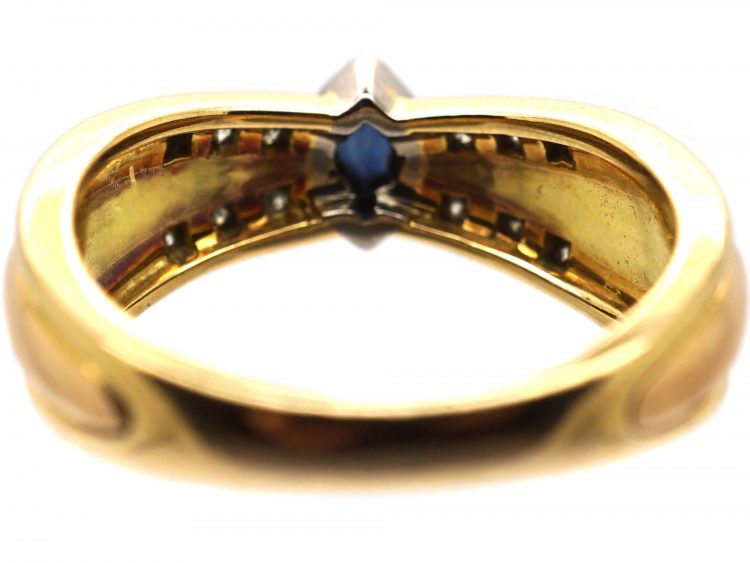 18ct Gold Ring set with a Sapphire & Diamonds by Cartier