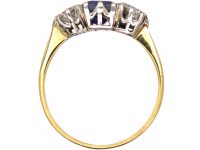 Early 20th Century 18ct Gold & Platinum, Sapphire & Diamond Three Stone Ring