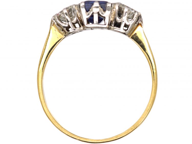 Early 20th Century 18ct Gold & Platinum, Sapphire & Diamond Three Stone Ring