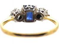 Early 20th Century 18ct Gold & Platinum, Sapphire & Diamond Three Stone Ring
