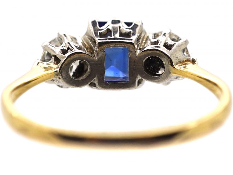 Early 20th Century 18ct Gold & Platinum, Sapphire & Diamond Three Stone Ring