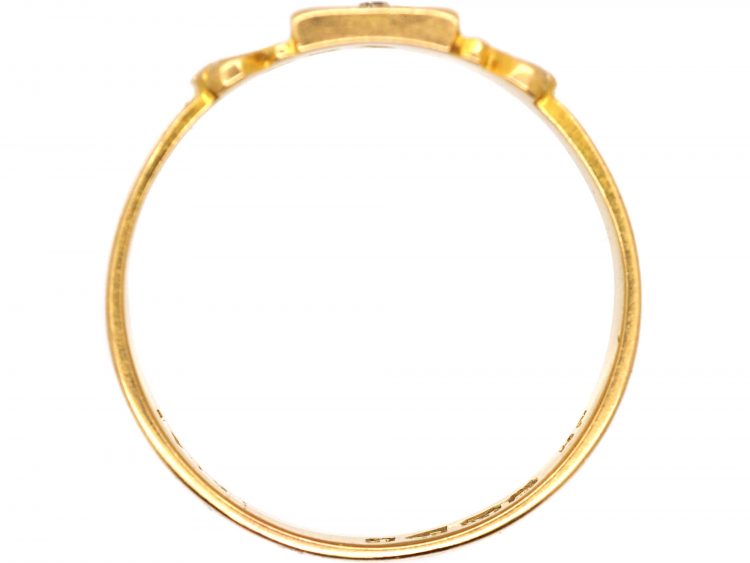 Victorian 18ct Gold Gypsy Ring set with a Diamond within a Star Setting