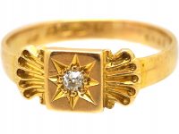 Victorian 18ct Gold Gypsy Ring set with a Diamond within a Star Setting