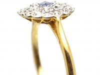 Edwardian 18ct Gold & Platinum, Sapphire & Diamond Cluster Ring