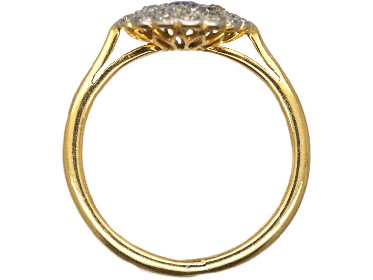 Edwardian 18ct Gold & Platinum, Sapphire & Diamond Cluster Ring