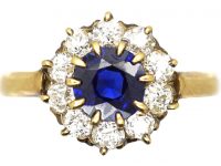 Edwardian 18ct Gold, Sapphire & Diamond Cluster Ring