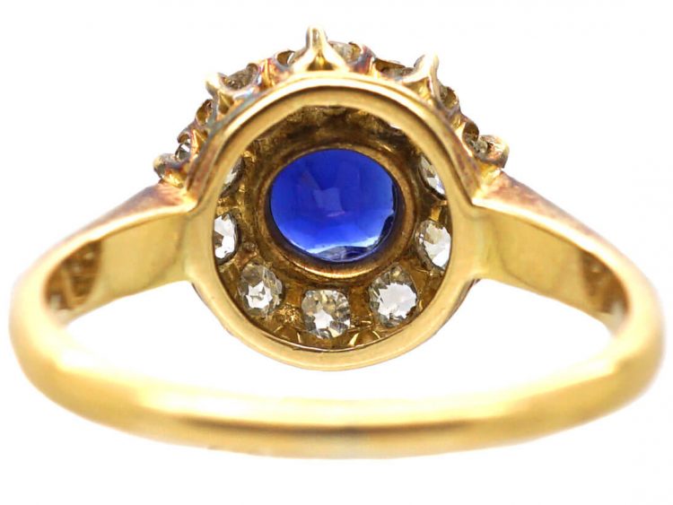 Edwardian 18ct Gold, Sapphire & Diamond Cluster Ring