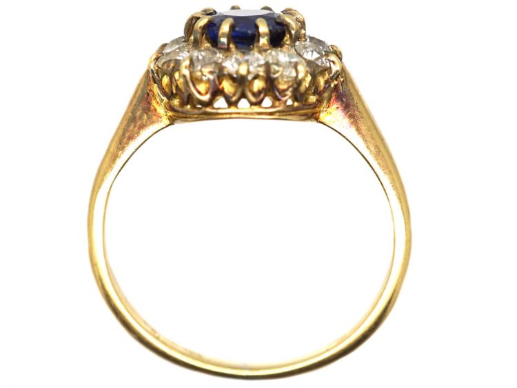Edwardian 18ct Gold, Sapphire & Diamond Cluster Ring