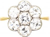Edwardian 18ct Gold & Platinum, Diamond Daisy Cluster Ring