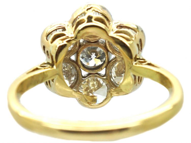 Edwardian 18ct Gold & Platinum, Diamond Daisy Cluster Ring