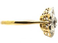 Edwardian 18ct Gold & Platinum, Diamond Daisy Cluster Ring