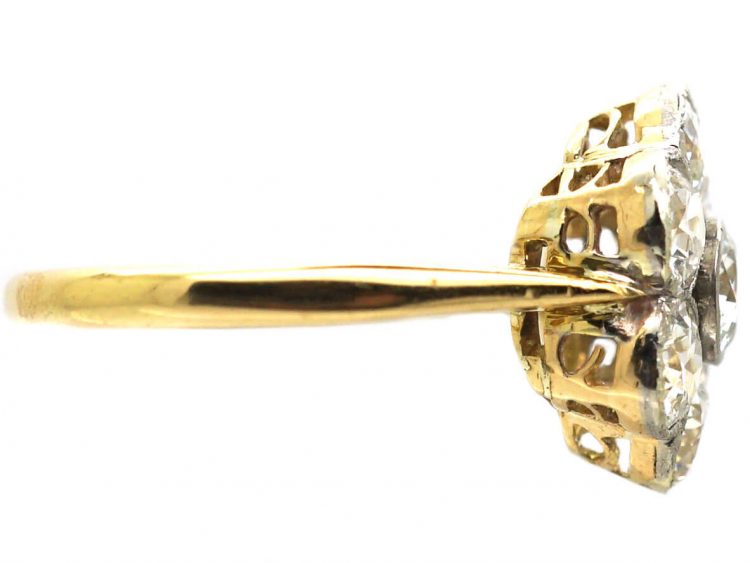 Edwardian 18ct Gold & Platinum, Diamond Daisy Cluster Ring