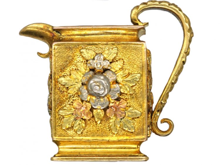 Georgian 18ct Three Colour Gold Pendant of a Jug