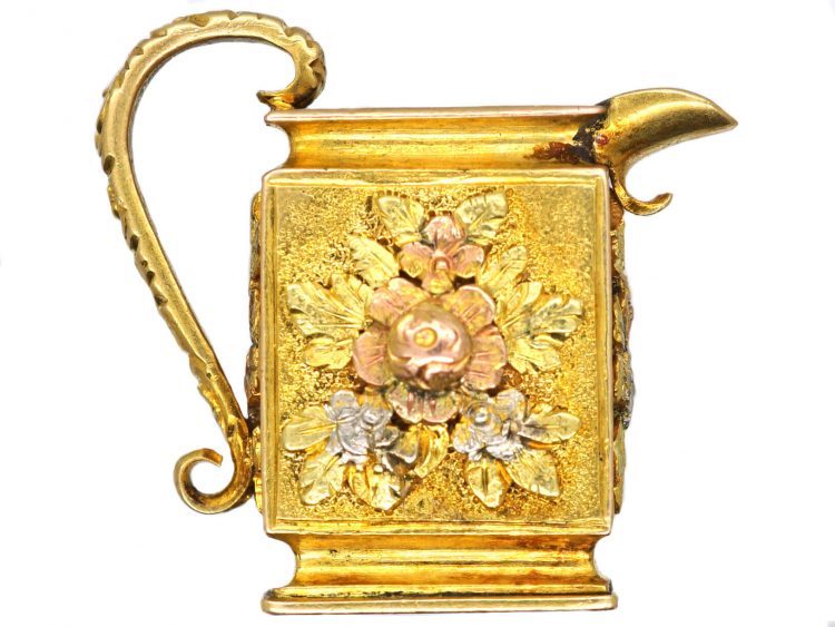 Georgian 18ct Three Colour Gold Pendant of a Jug