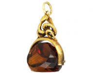 Victorian 15ct Gold & Madeira Citrine Triple Swivel Seal with Snake's Motif