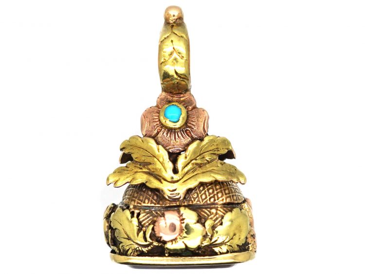 Georgian Three Colour Gold Seal with Roses & Forget me Not Motifs