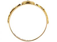 Edwardian 18ct Gold Ring with Flower Motifs and set with a Diamond