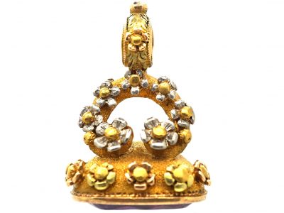 Georgian Three Colour 18ct Gold Seal with Amethyst Set Base