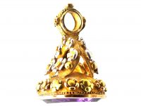 Georgian Three Colour 18ct Gold Seal with Amethyst Set Base