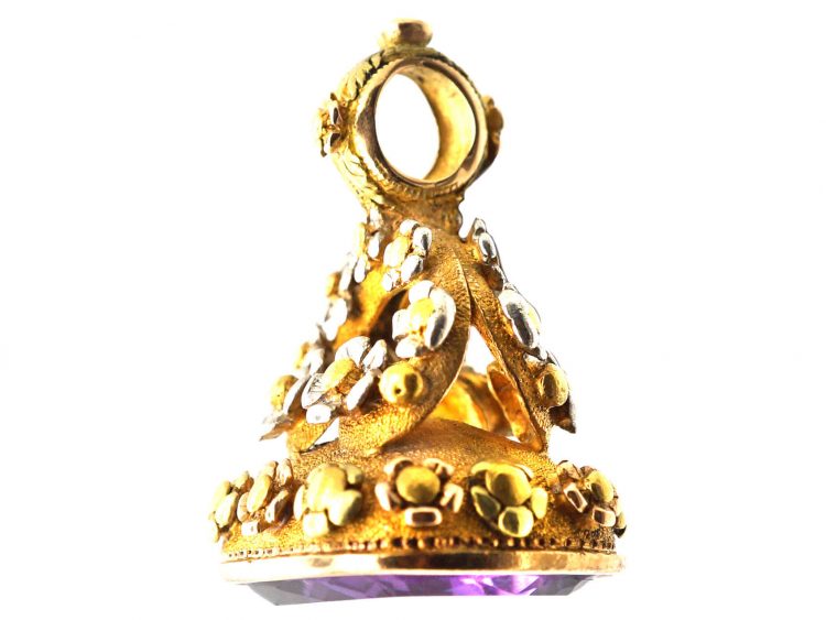 Georgian Three Colour 18ct Gold Seal with Amethyst Set Base