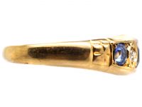 Edwardian 18ct Gold Three Stone Sapphire & Diamond Ring