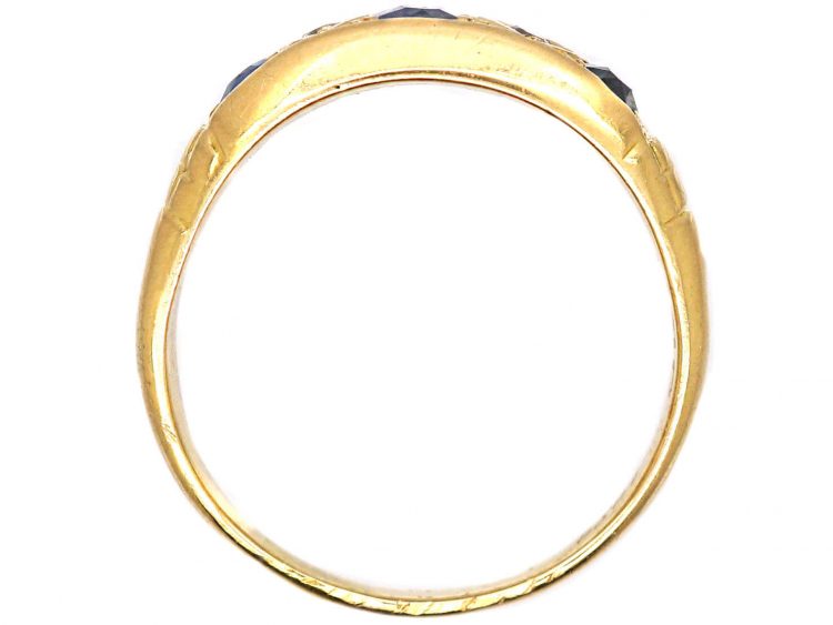 Edwardian 18ct Gold Three Stone Sapphire & Diamond Ring